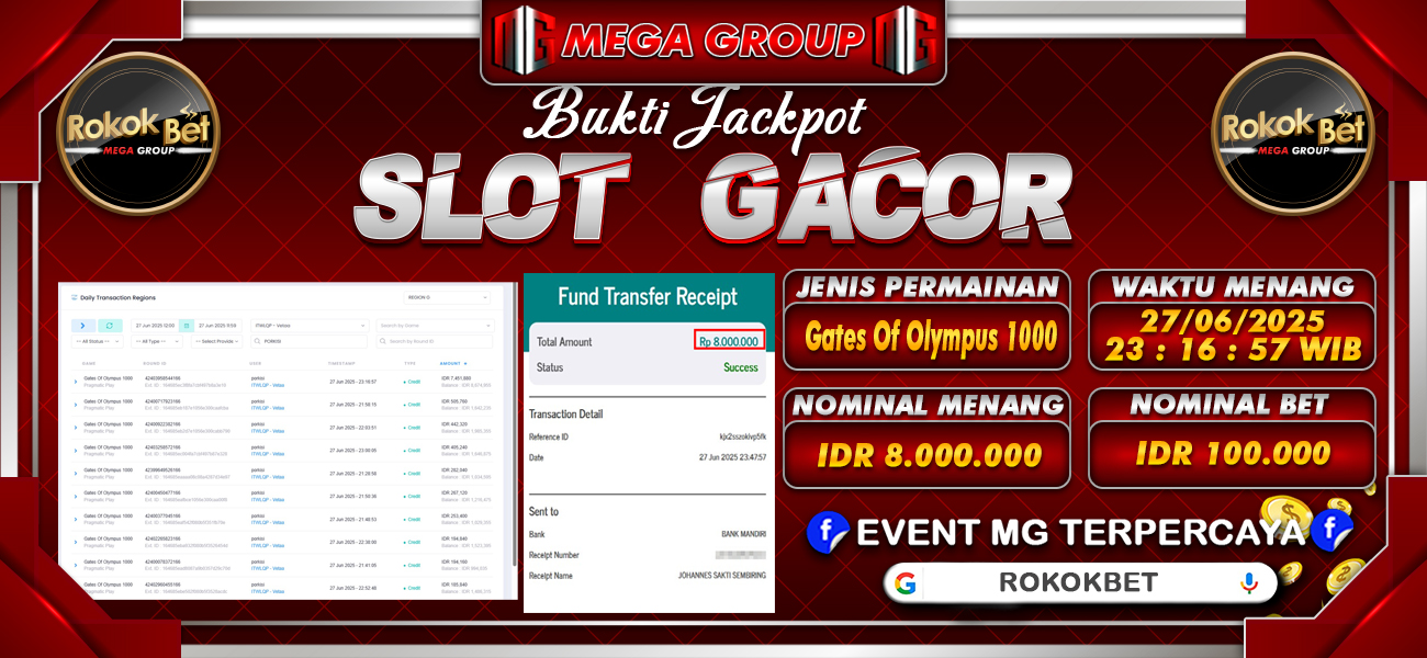 Bukti JP situs Rokokbet hari Sabtu, 28 Juni 2025