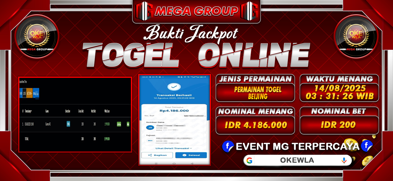 Bukti JP situs Okewla hari Kamis, 14 Agustus 2025