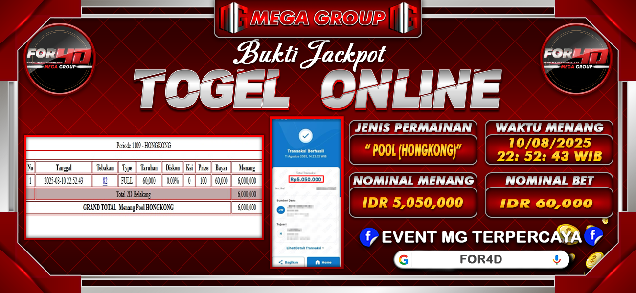 Bukti JP situs For4D hari Minggu, 10 Agustus 2025