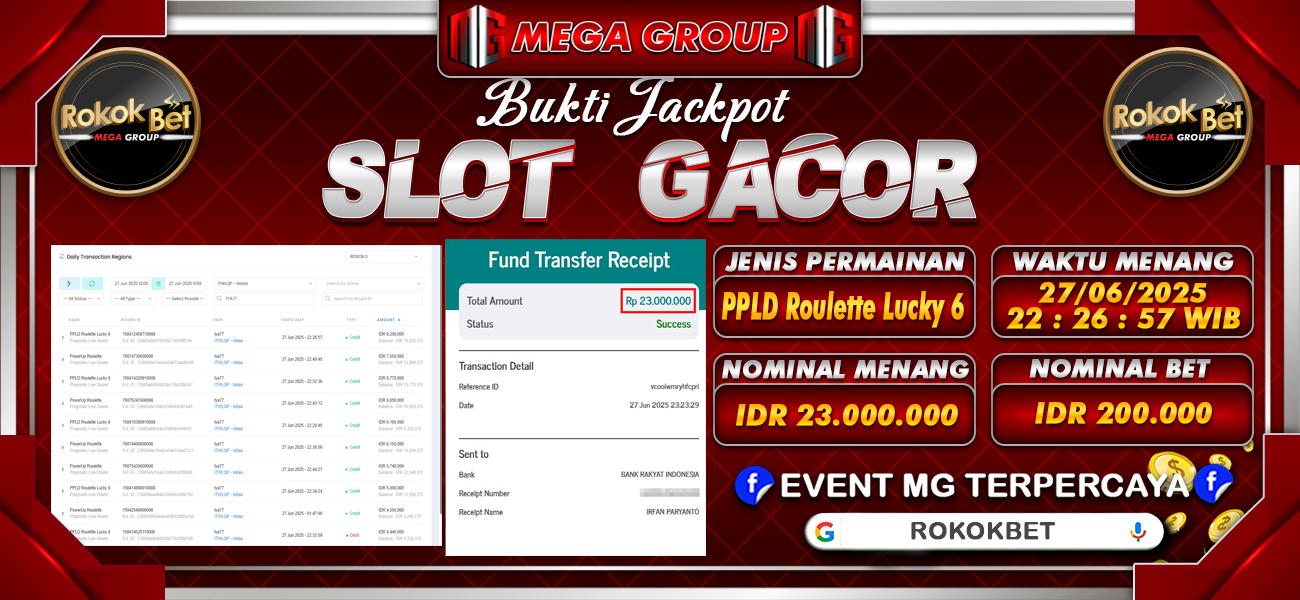 Bukti JP situs Rokokbet hari Sabtu, 28 Juni 2025