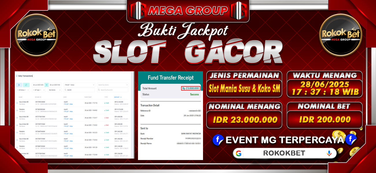 Bukti JP situs Rokokbet hari Minggu, 29 Juni 2025
