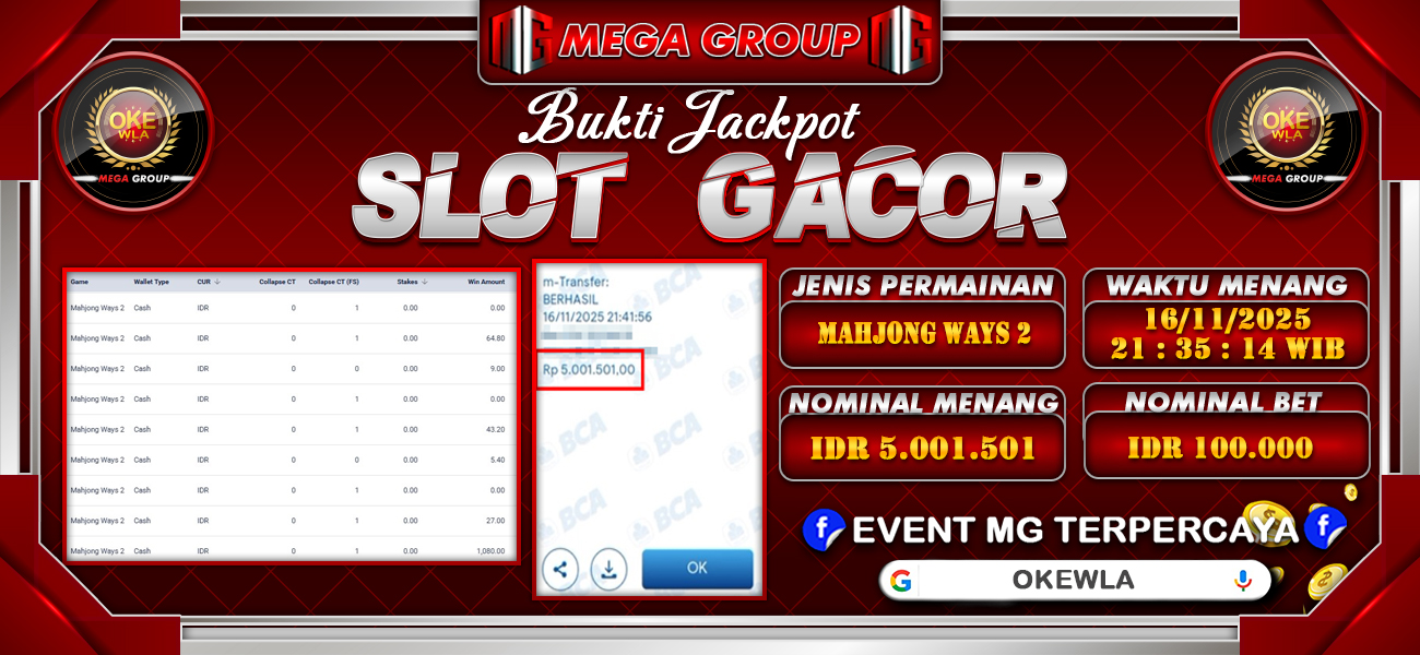 Bukti JP situs Okewla hari Senin, 17 November 2025