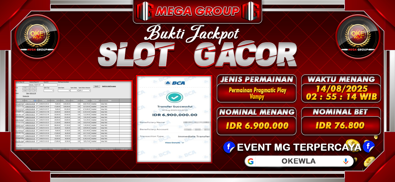 Bukti JP situs Okewla hari Kamis, 14 Agustus 2025