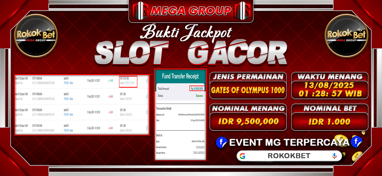 Bukti JP situs Rokokbet hari Rabu, 13 Agustus 2025
