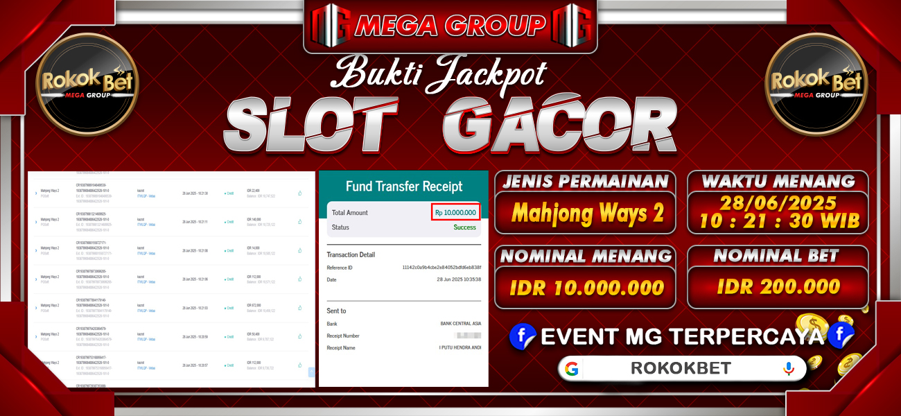 Bukti JP situs Rokokbet hari Sabtu, 28 Juni 2025