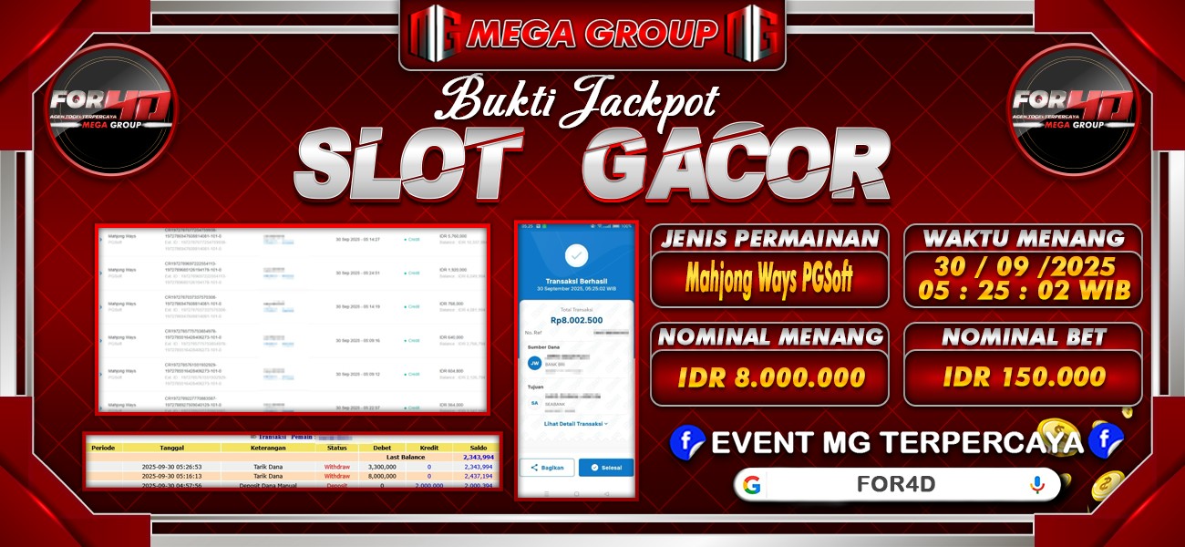 Bukti JP situs For4D hari Selasa, 30 September 2025