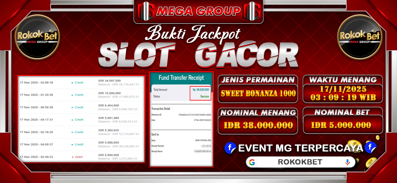 Bukti JP situs Rokokbet hari Senin, 17 November 2025