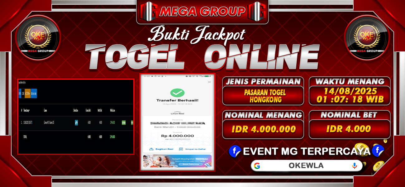 Bukti JP situs Okewla hari Kamis, 14 Agustus 2025