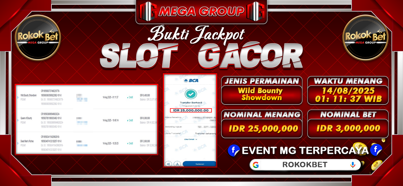 Bukti JP situs Rokokbet hari Kamis, 14 Agustus 2025
