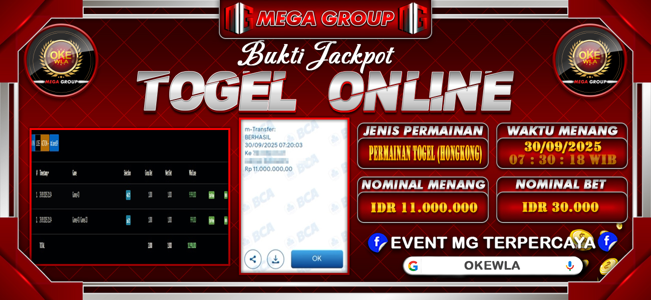 Bukti JP situs Okewla hari Selasa, 30 September 2025
