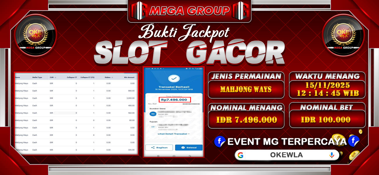 Bukti JP situs Okewla hari Minggu, 16 November 2025