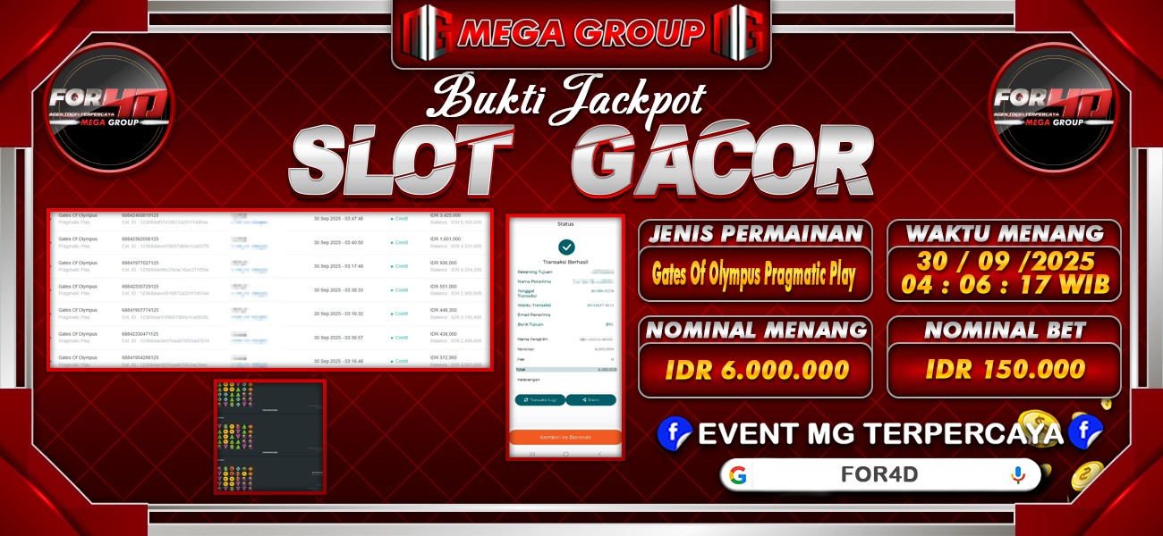 Bukti JP situs For4D hari Selasa, 30 September 2025