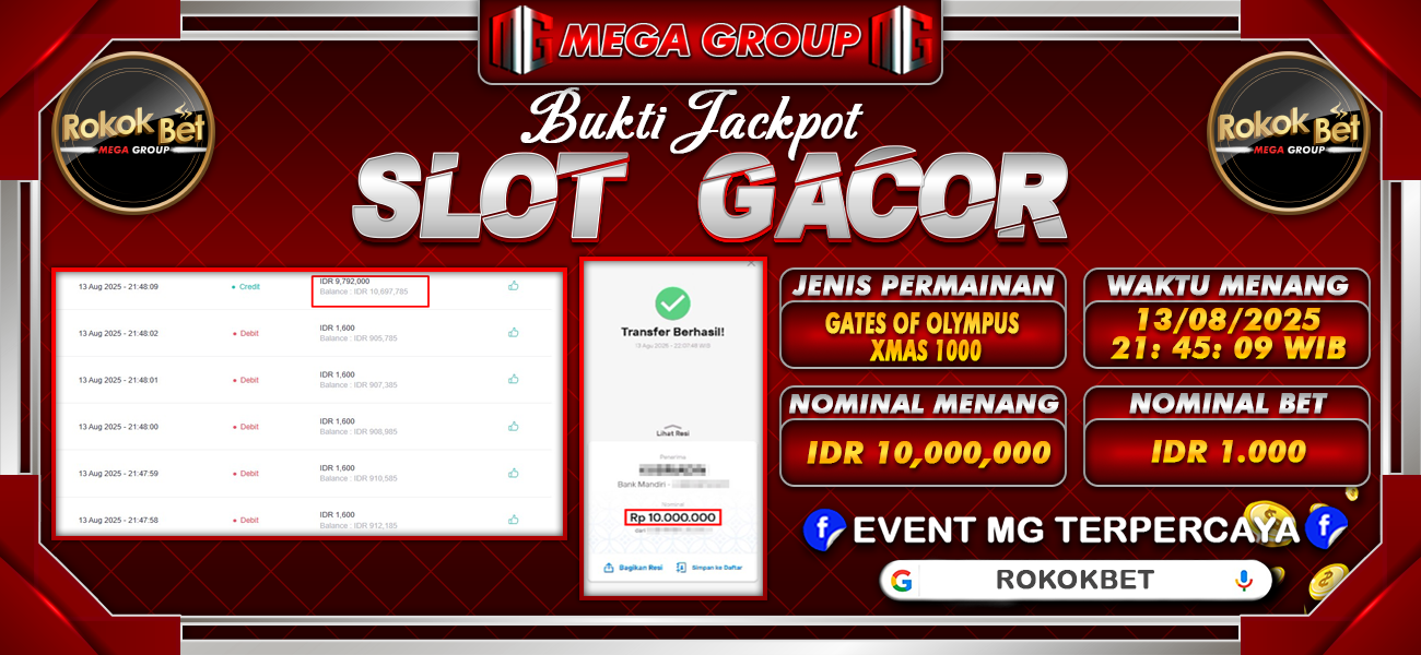 Bukti JP situs Rokokbet hari Rabu, 13 Agustus 2025