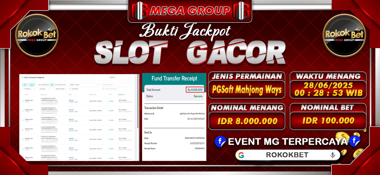 Bukti JP situs Rokokbet hari Sabtu, 28 Juni 2025