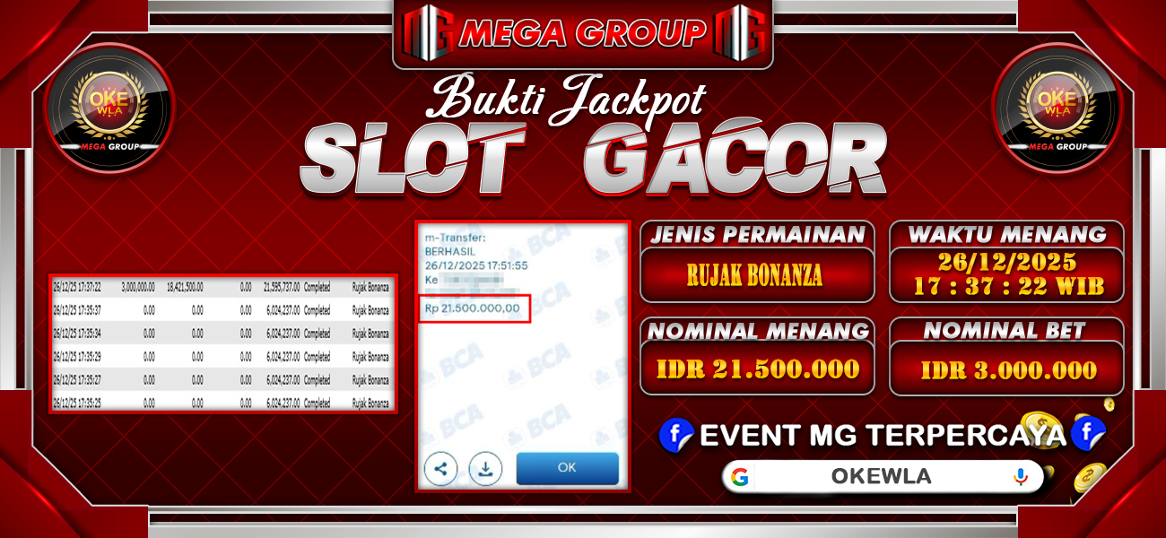 Bukti JP situs Okewla hari Sabtu, 27 Desember 2025