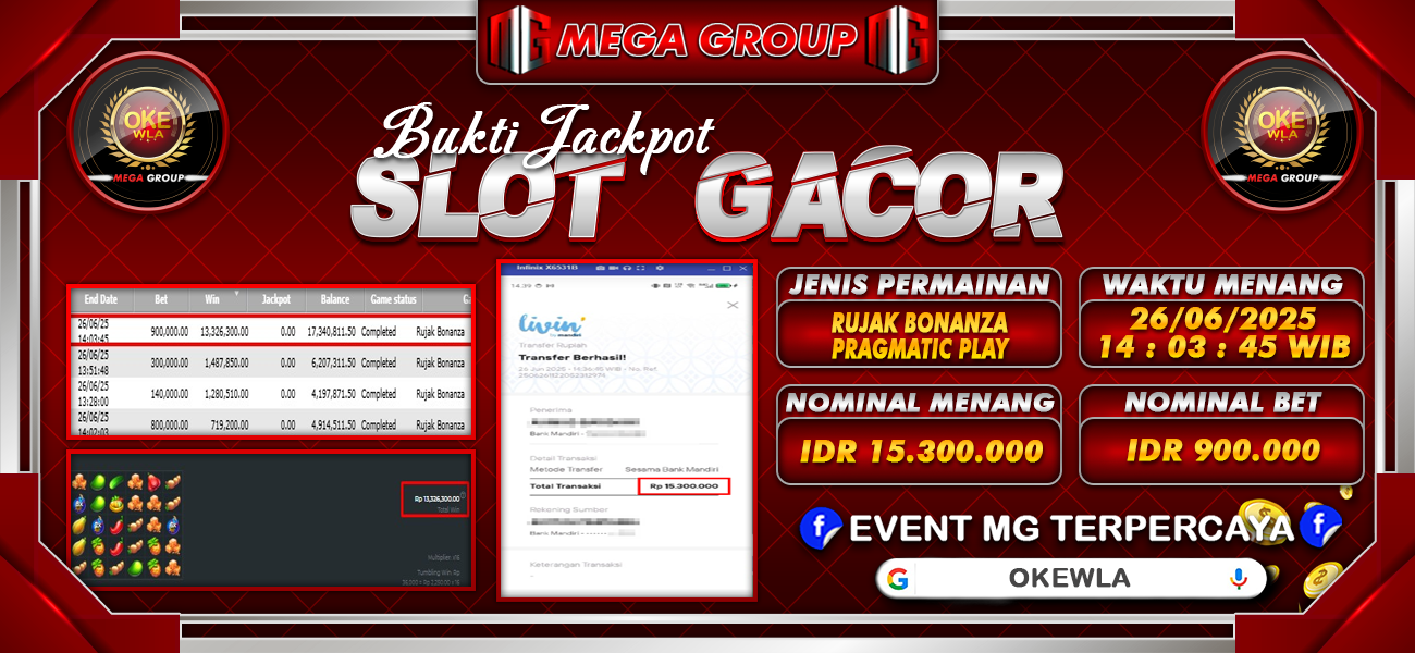 Bukti JP situs Okewla hari Sabtu, 28 Juni 2025
