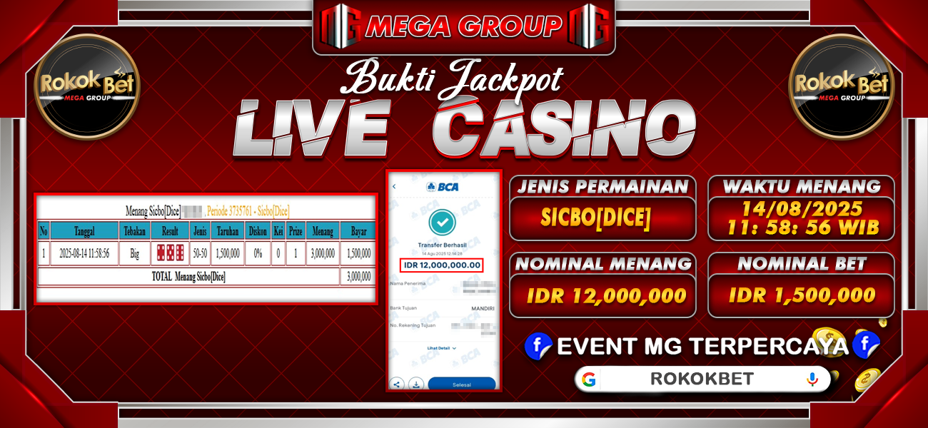 Bukti JP situs Rokokbet hari Kamis, 14 Agustus 2025