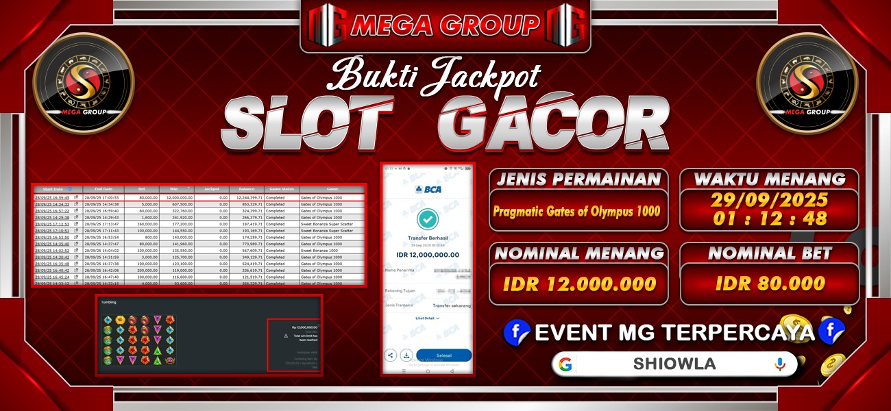 Bukti JP situs Shiowla hari Senin, 29 September 2025