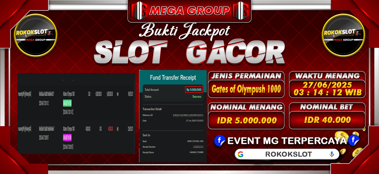 Bukti JP situs Rokokslot hari Jumat, 27 Juni 2025