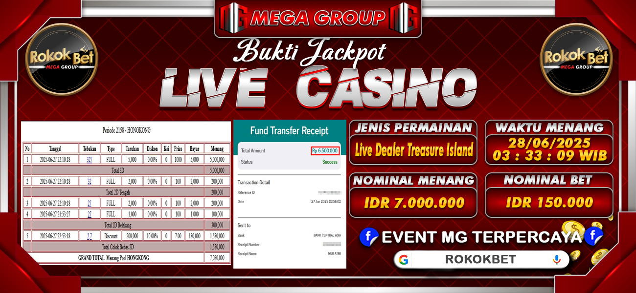 Bukti JP situs Rokokbet hari Sabtu, 28 Juni 2025