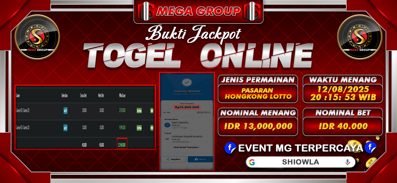 Bukti JP situs Shiowla hari Selasa, 12 Agustus 2025
